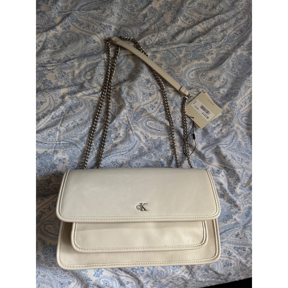 Calvin Klein White Chain Shoulder Crossbody Flap Bag NWT - Picture 4 of 10